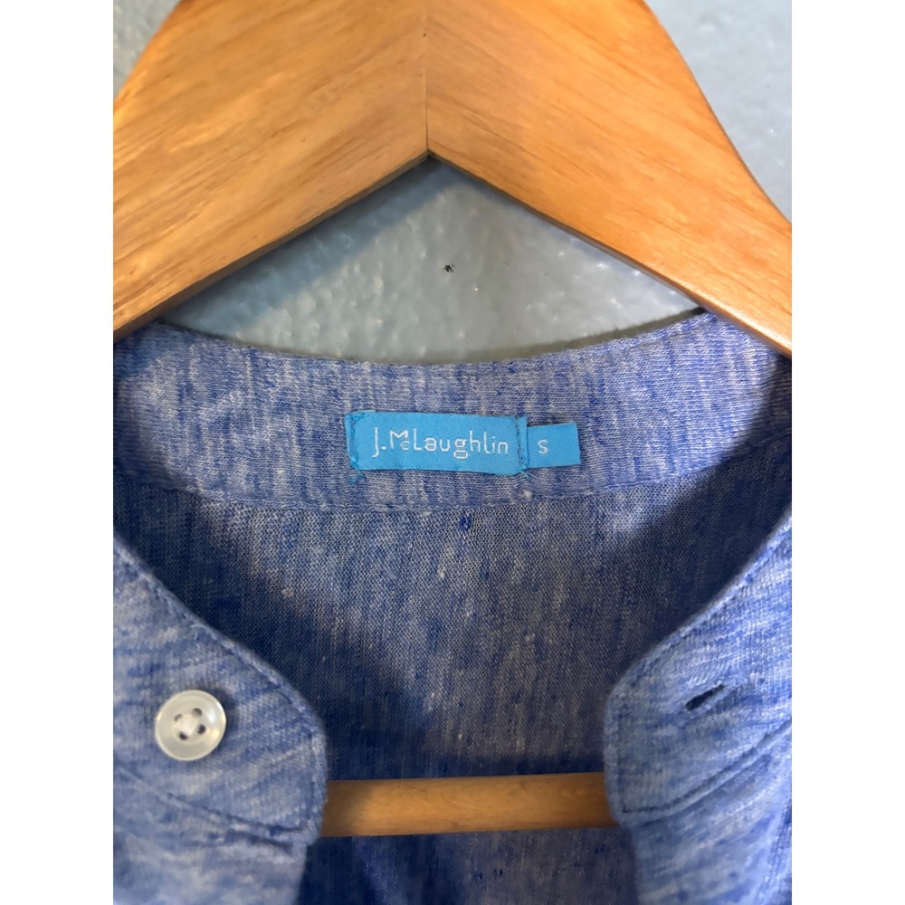 J Mclaughlin Blue Heathered Split Neck Short Slee… - image 2